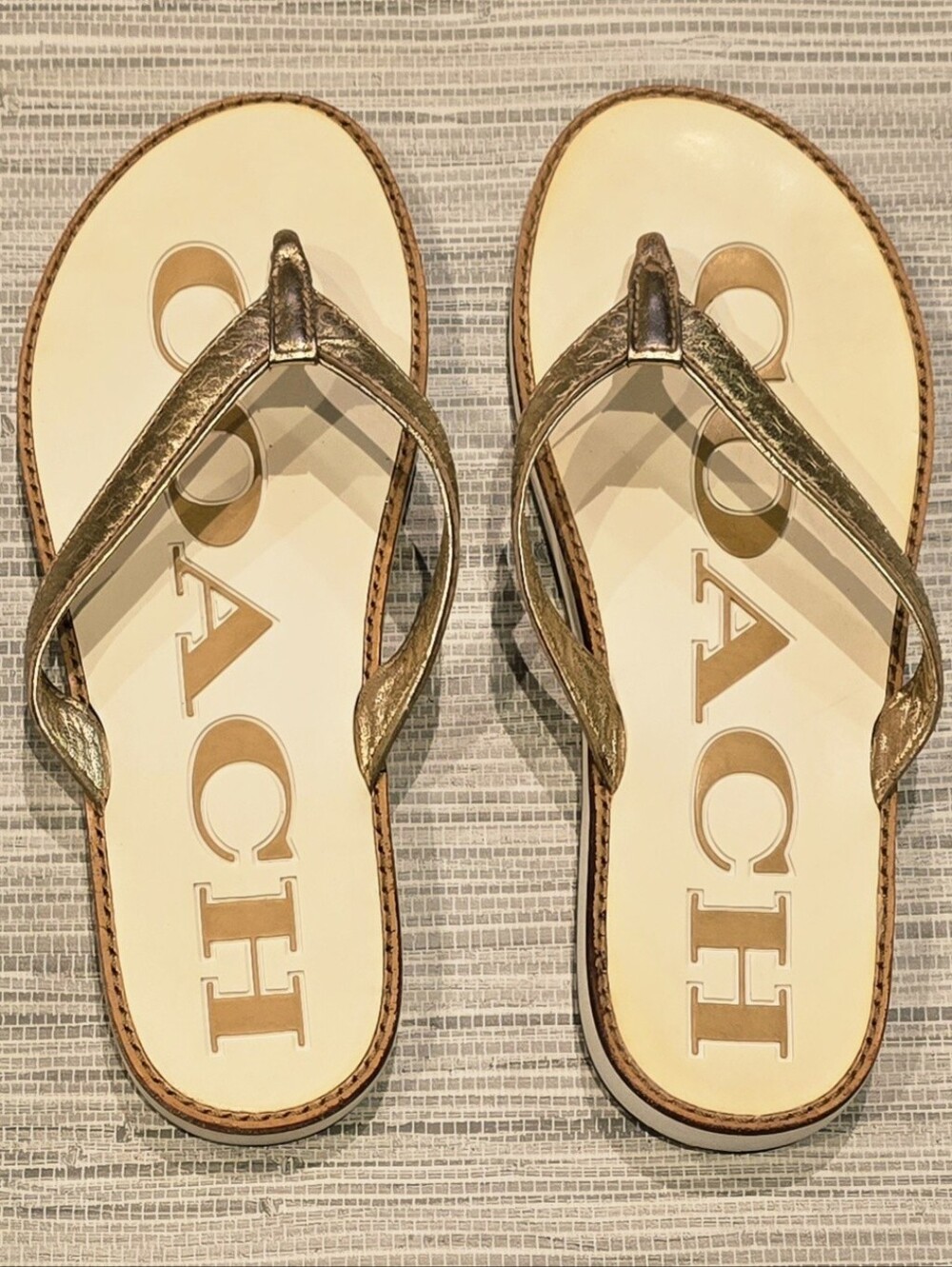 Coach Metallic Gold Thong Sandals for Women Size 7.5